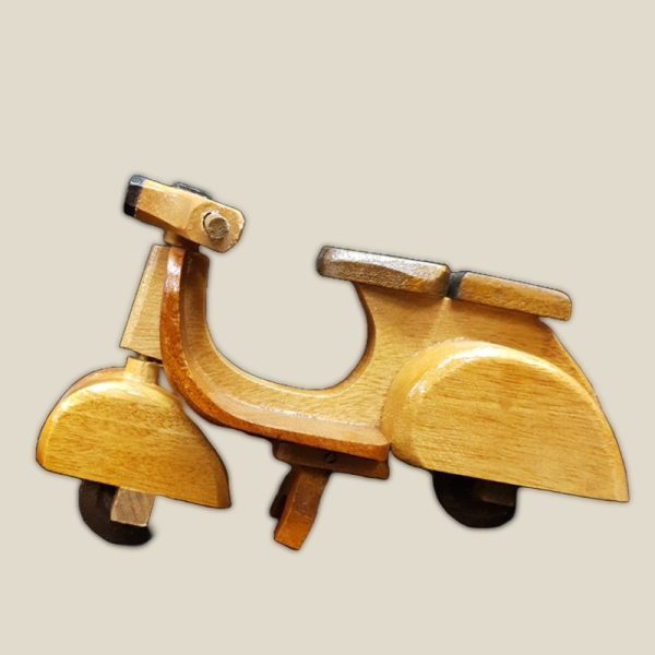 A unique wooden Vespa motorbike