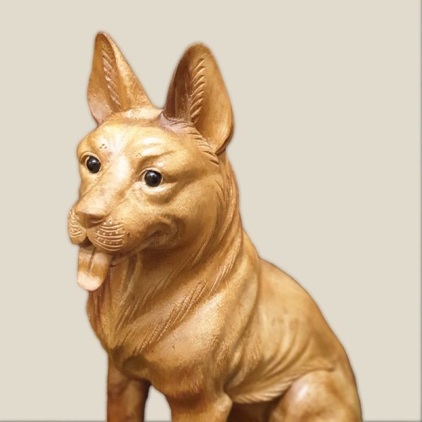 Hand Carved Wooden German Shepherd - Image 2