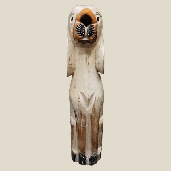Wooden paint washed Dog vintage style - Image 3