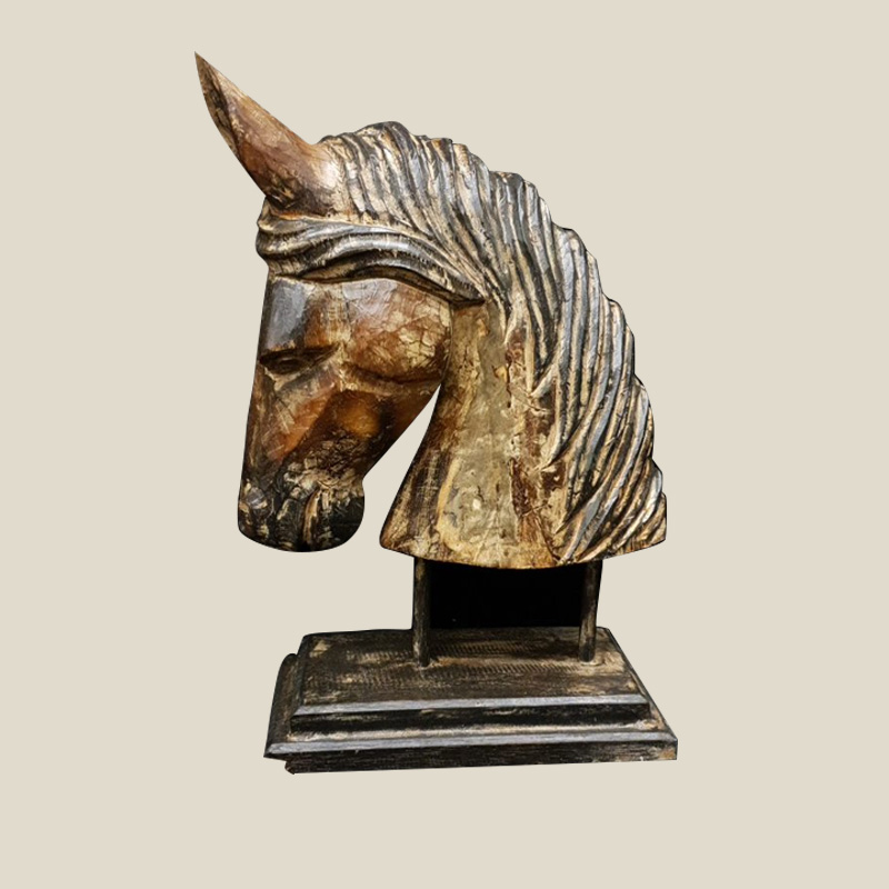 Hand Carved and Paint washed Horse Head - Dreamtime UK