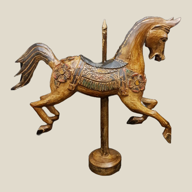 Wooden Paint Washed Carousel Horse Vintage Style - Dreamtime Uk