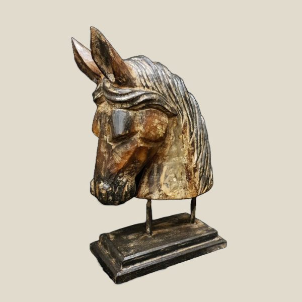Hand Carved and Paint washed Horse Head - Image 3