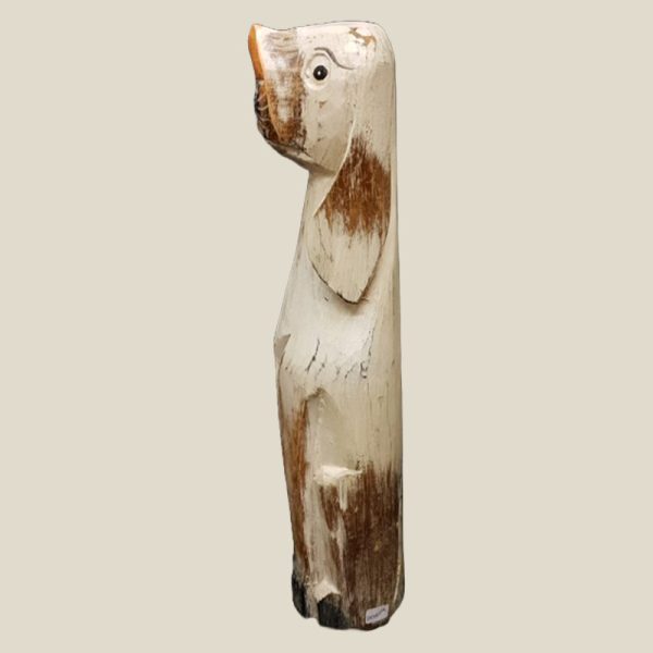 Wooden paint washed Dog vintage style