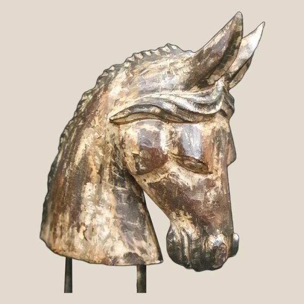 Hand Carved and Paint washed Horse Head - Image 4